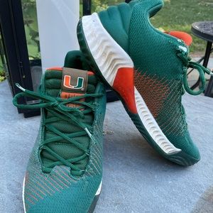 Men’s University of Miami Adidas pro bounce shoe green size 8